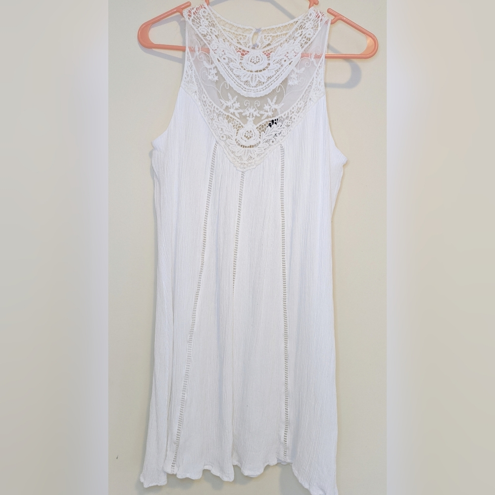 Lace Neckline Beach Dress